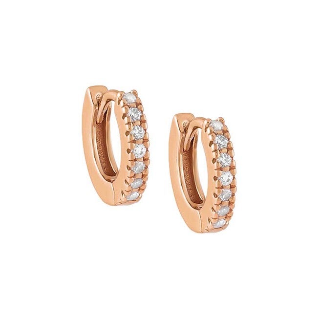 CZ Mini Huggie Earring, Rose Gold / Pink, hi-res image number 0
