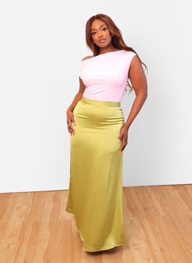 CELINE MAXI SHIFT SKIRT - CHARTREUSE, Green / Chartreuse, hi-res image number 0