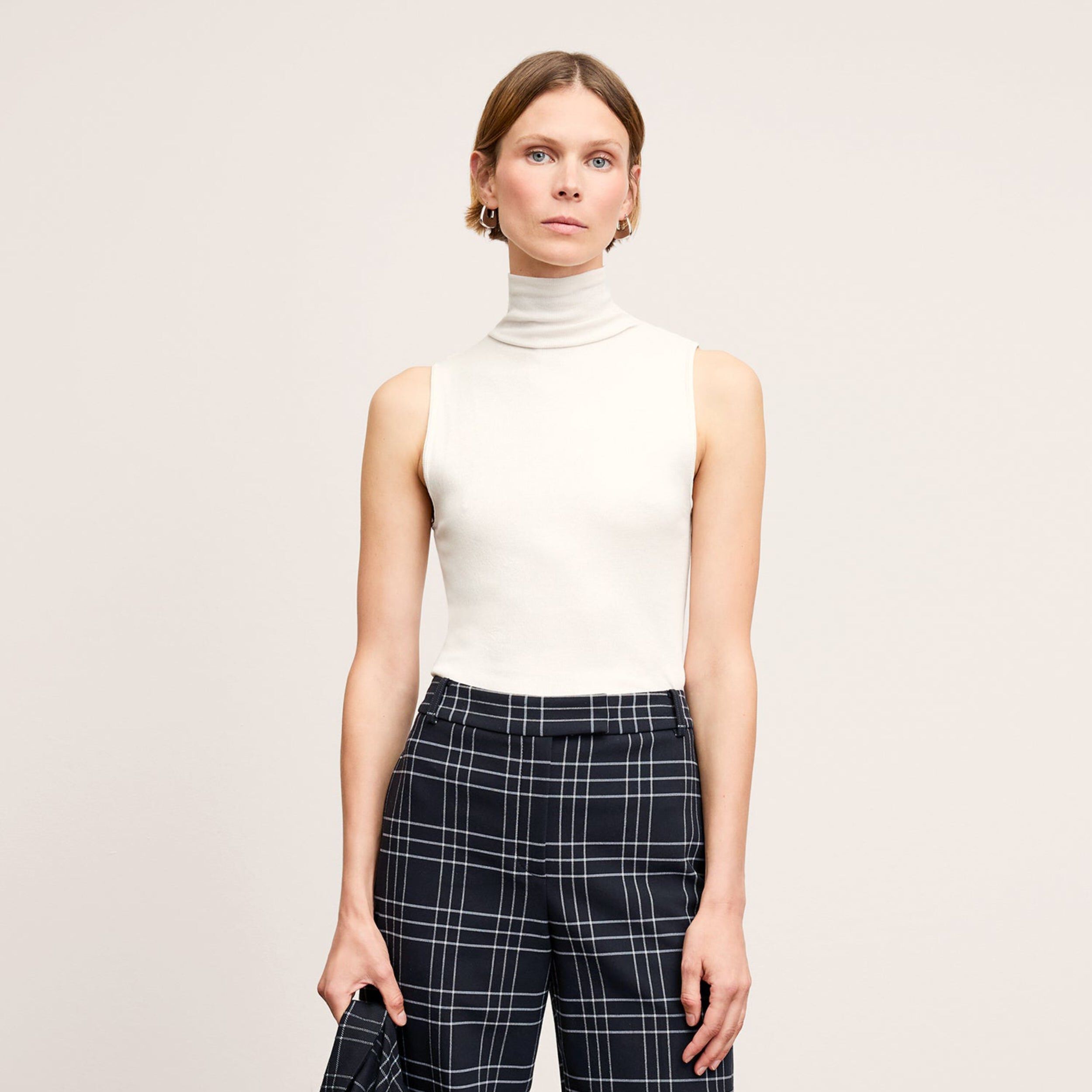 Jett Tank - Organic Ribbed Pima Cotton, Ivory / Ivory, hi-res image number 0