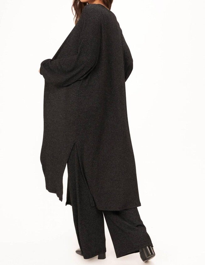 CATCH FLIGHTS MAXI RIB CARDI IN BLACK, , alternate image number null