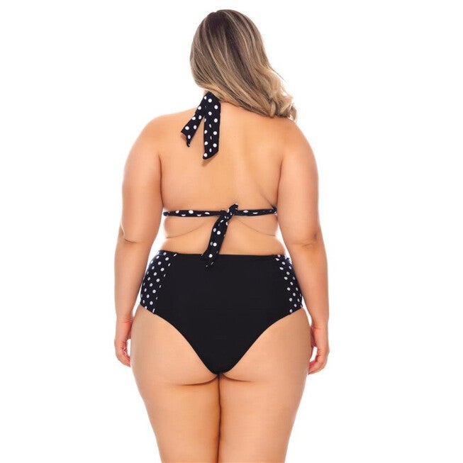 Double Bikini Top With Metal Detailing, Black White Dot / Black, alternate image number null