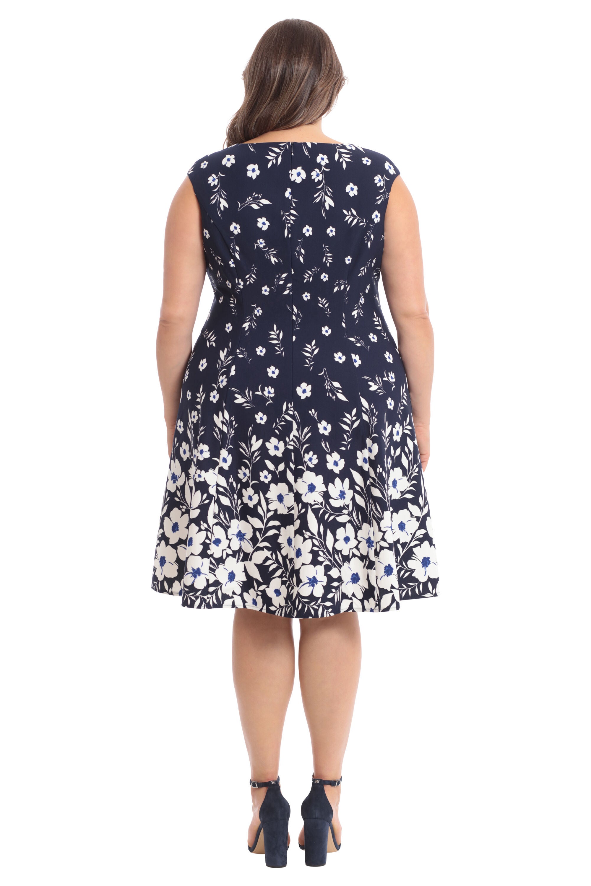 Floral cap sleeve fit and flare dress, , alternate image number 3