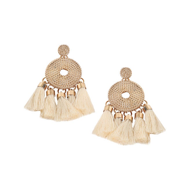 SOHI Women's Tassel Drop Earrings, Gold / Gold, hi-res image number null