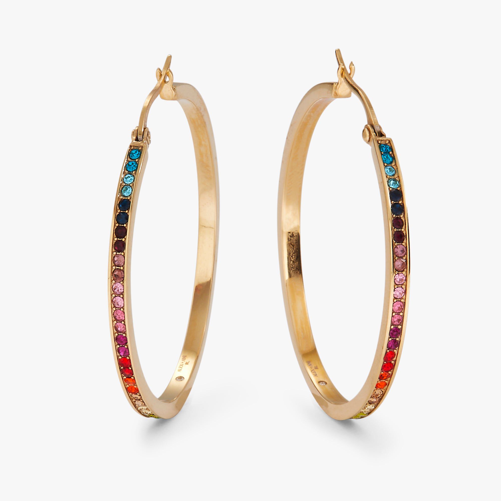 Rainbow Ombre Pave Hoop, Gold / Gold, hi-res image number 0