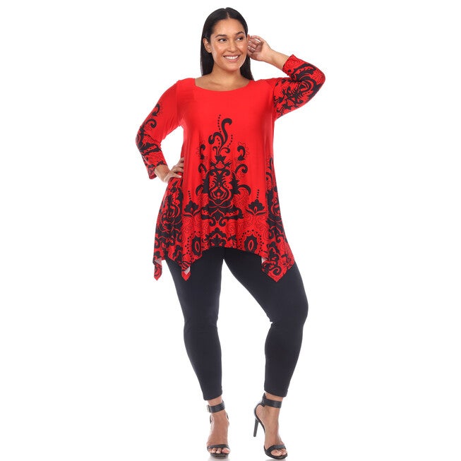 Yanette Tunic Top, RedBlack / Red, alternate image number 1