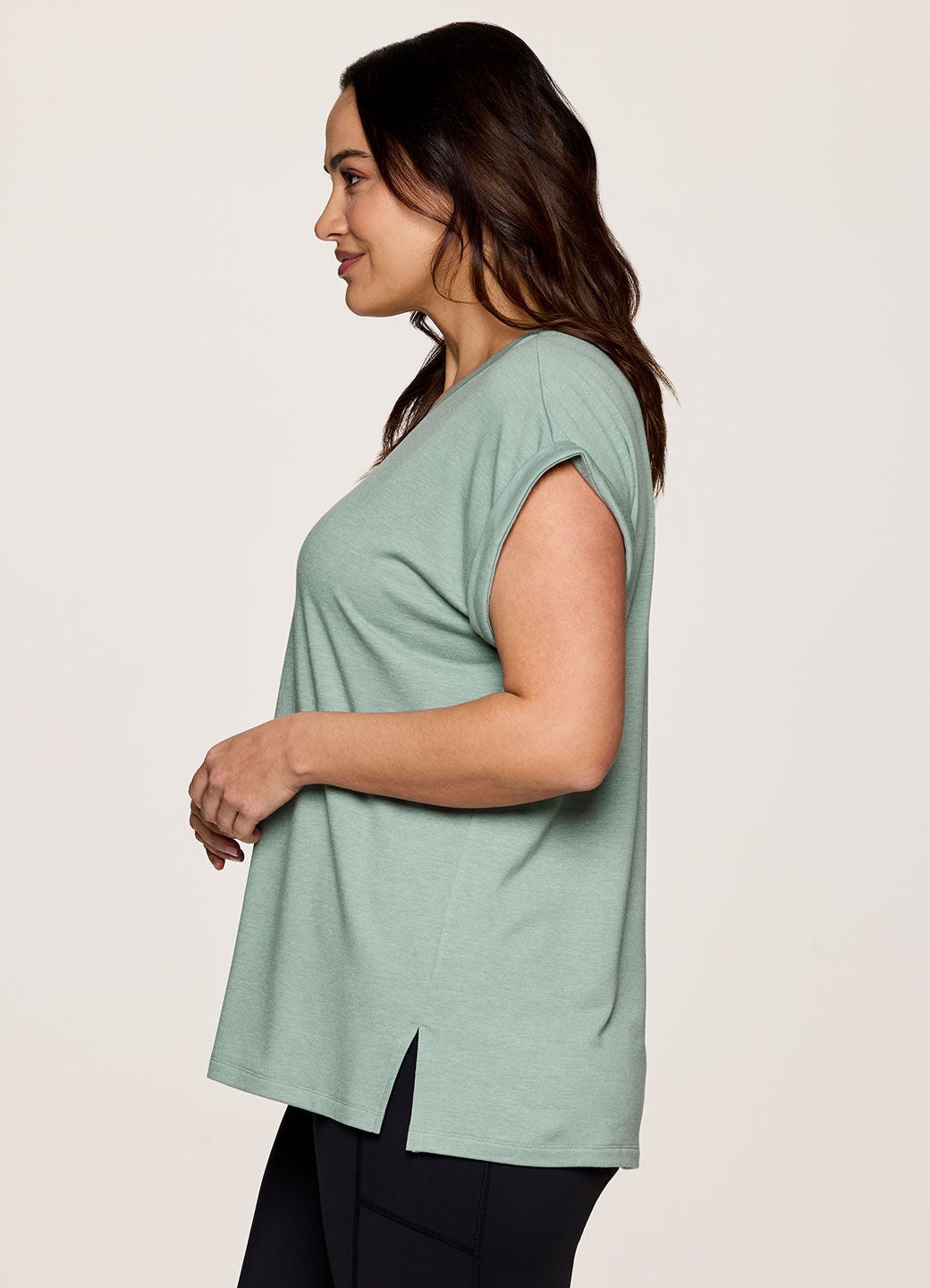 Plus Everyday V-Neck Tunic, Sea Glass / Sage Green, alternate image number 2