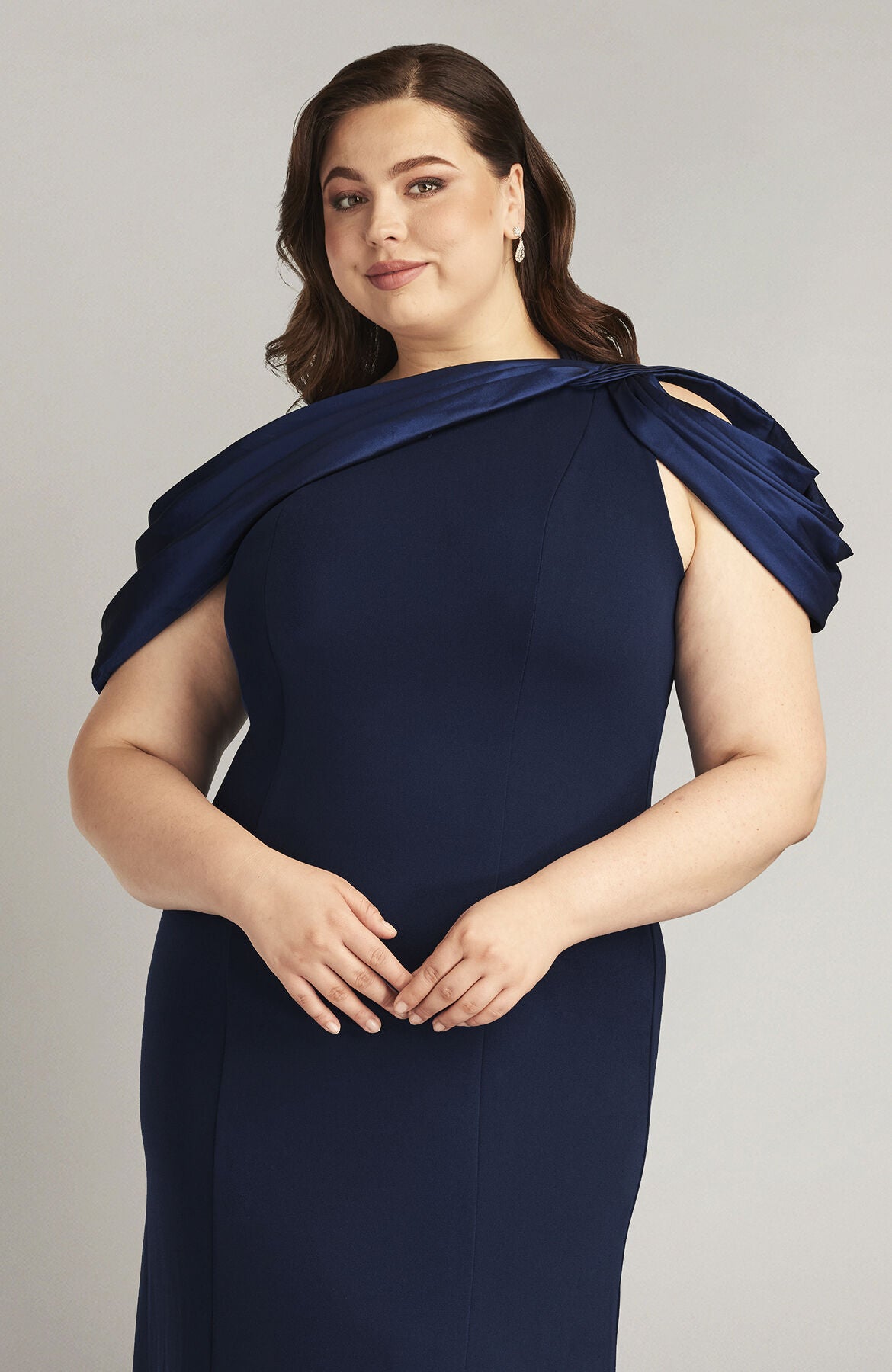 Carlene Shoulder Drape Gown - PLUS SIZE, NAVY / see-description, alternate image number 4