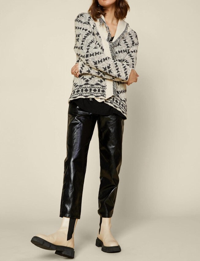 CARTHAGE OPEN KNIT CARDIGAN IN BLACK/IVORY, BlackIvory / Black, hi-res image number null