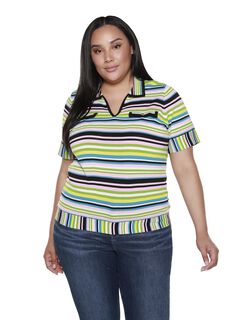 Juniper Striped Short Sleeve Sweater, Multi Stripe / Light Green, hi-res image number 0