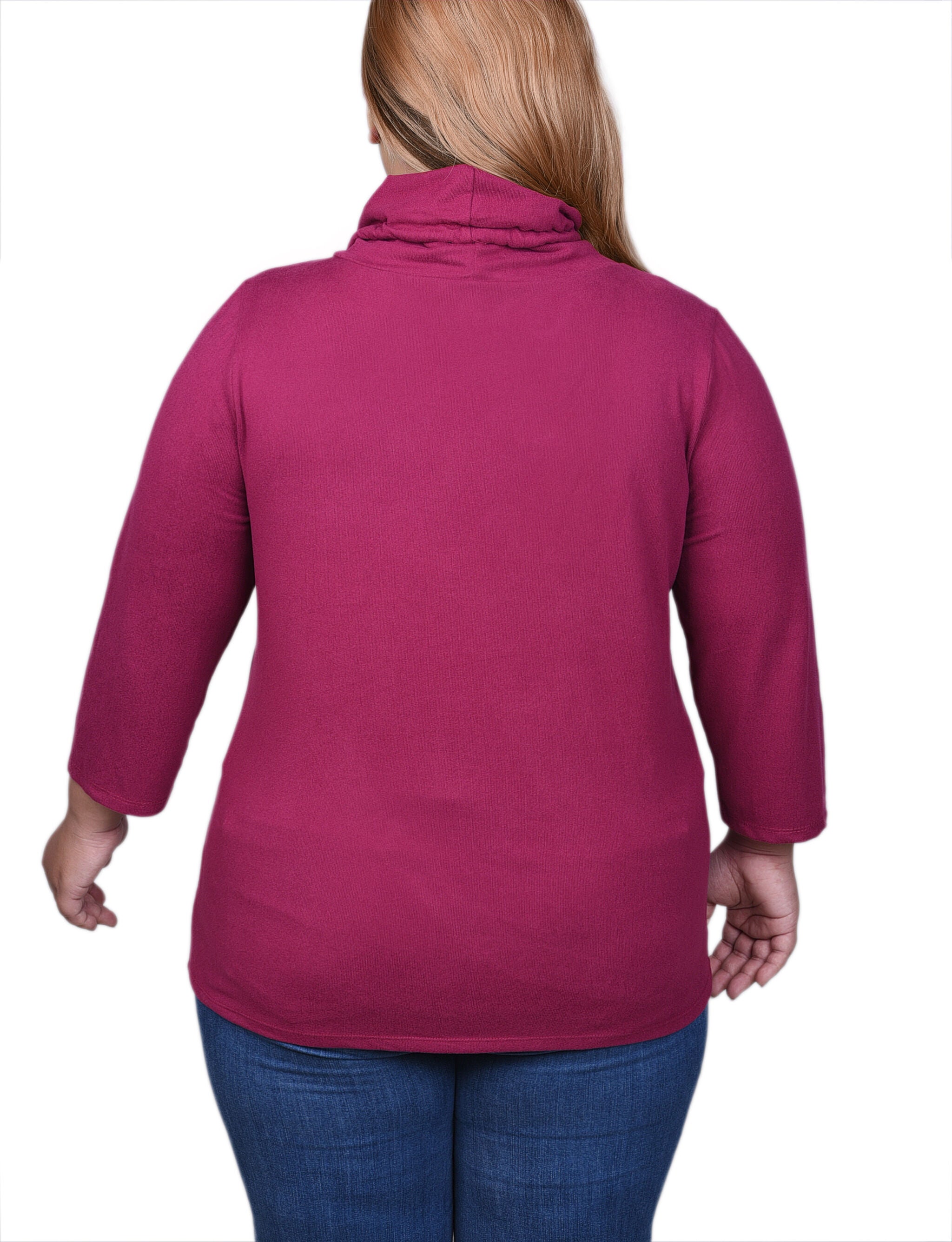 Plus Size 3/4 Slv Top With Grommet Hem, , alternate image number 3