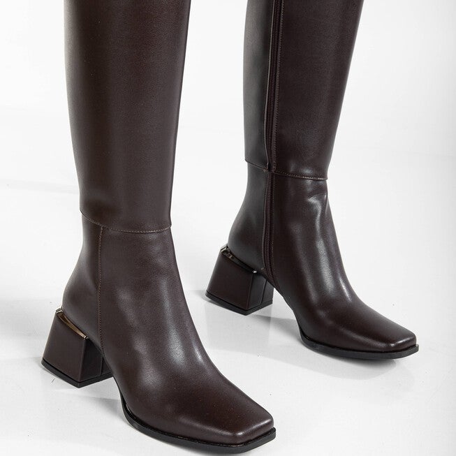 ANELISE - DARK BROWN KNEE HIGH BOOTS, BROWN / Brown, alternate image number 4