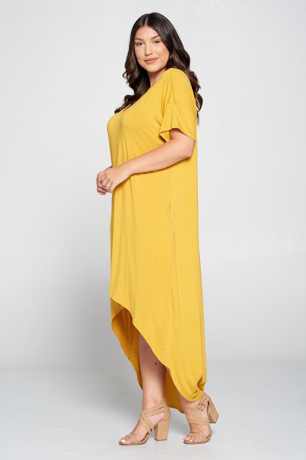 ELLIE HIGH LOW DRESS, Mustard / Mustard, alternate image number 2