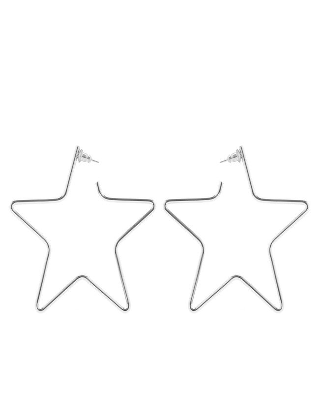 Large Full Star Earrings Silver, Silver / Silver, hi-res image number 0