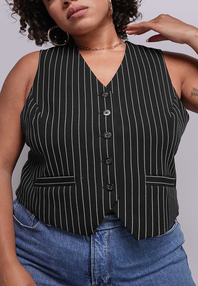 The Empower Pinstripe Vest, BLACKSTONE / Black, hi-res image number 0