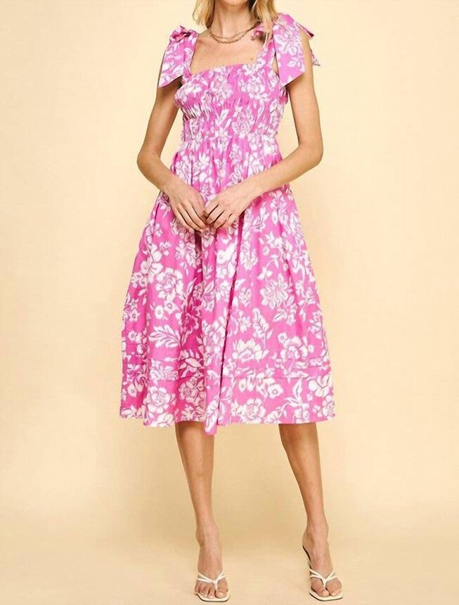 PINK PARADISE MIDI DRESS IN PINK, Pink / Pink, alternate image number null
