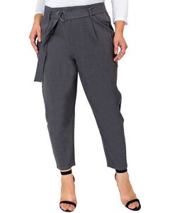 Plus Size Marina Paper Bag Waist Suiting Pants - Vegan Leather Athletic Stripe