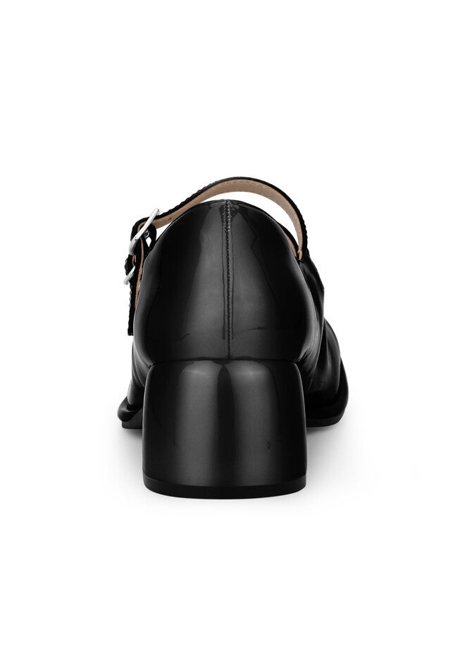 Square Toe Block Heels Mary Jane Shoes, Black / Black, alternate image number 1