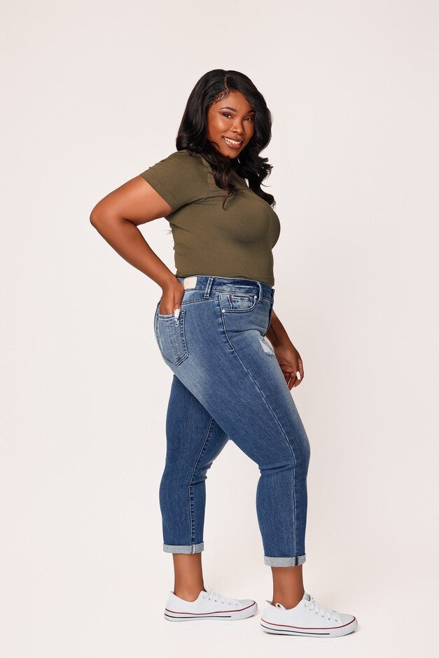 Denim Mid Rise Boyfriend Jeans, Valentina / Medium Wash, alternate image number 1