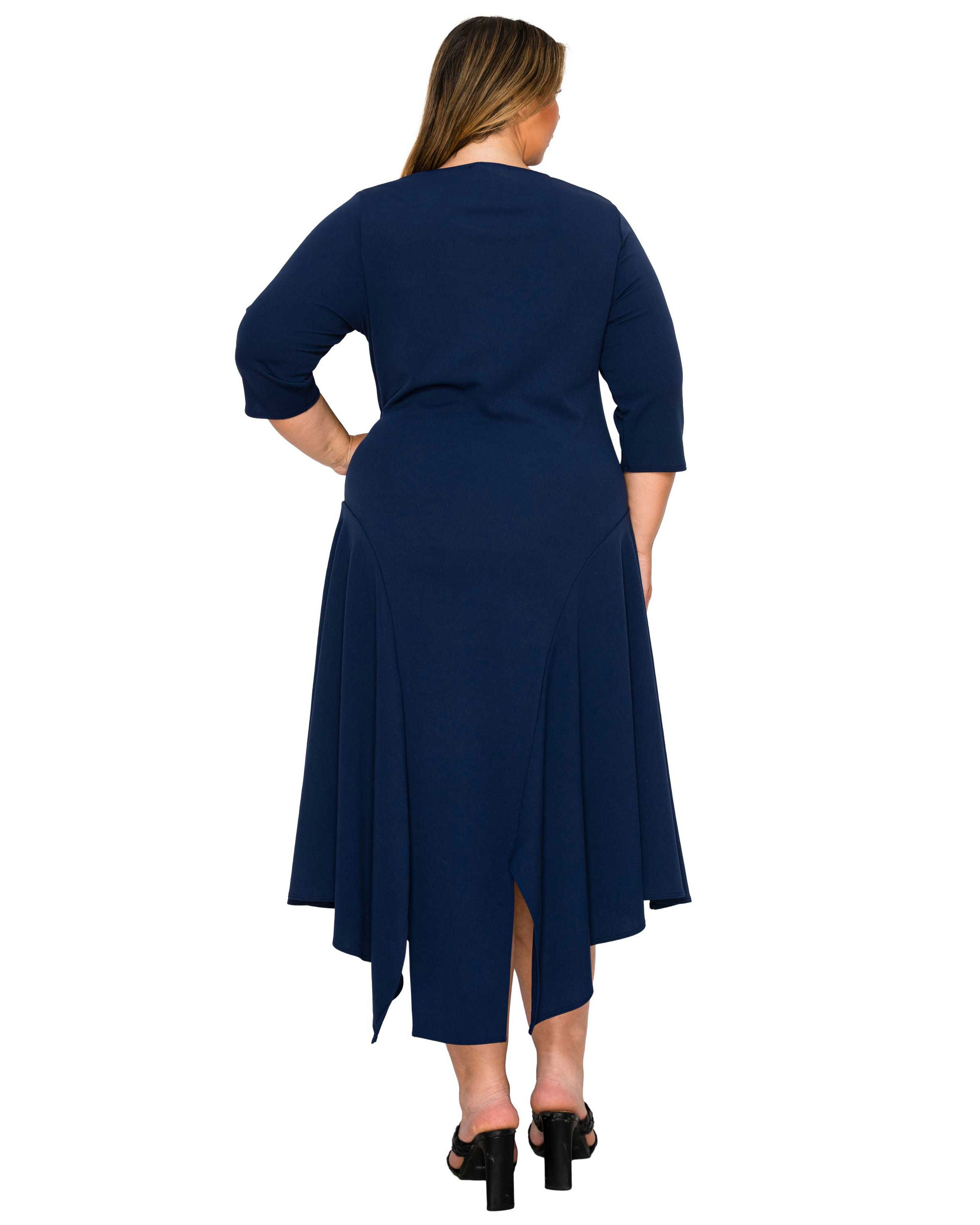 Vida Split Hem Dress, Navy / Navy, alternate image number 2