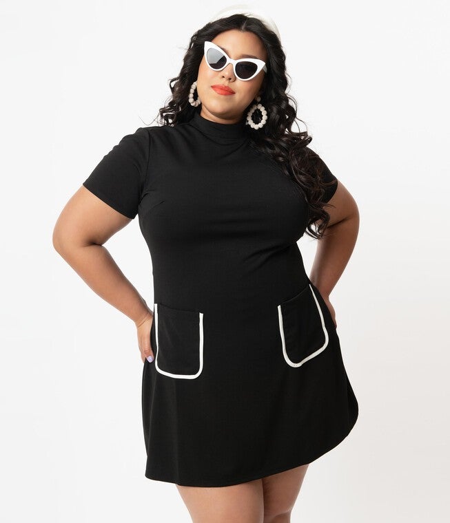 Smak Parlour Black Mock Turtleneck Wave Maker Mini Dress, Black / Black, alternate image number 3