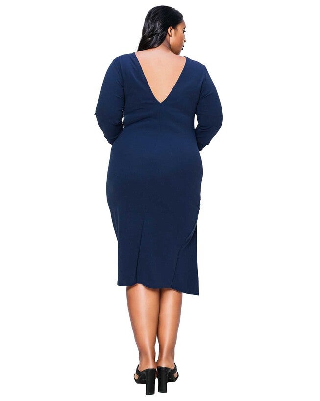 BIANCA OPEN BACK SLIT DRESS, Navy / Navy, alternate image number 2