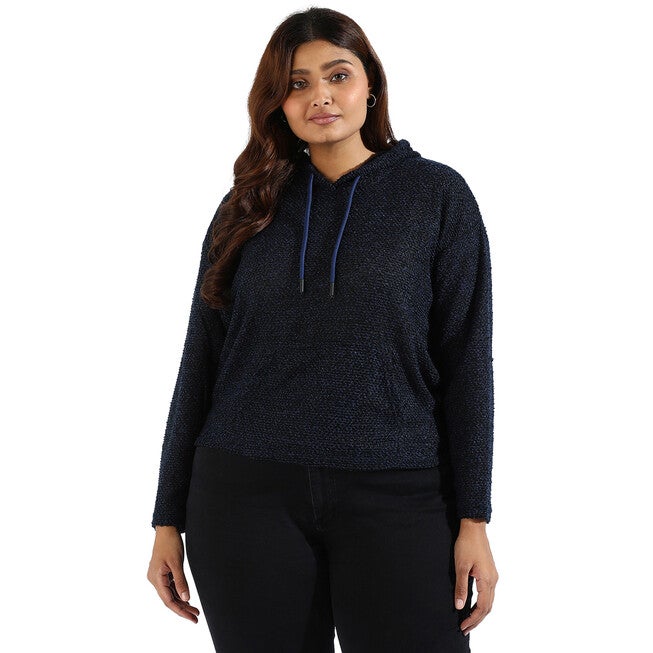 Blue Textured Sweatshirt, Black / Black, hi-res image number 0