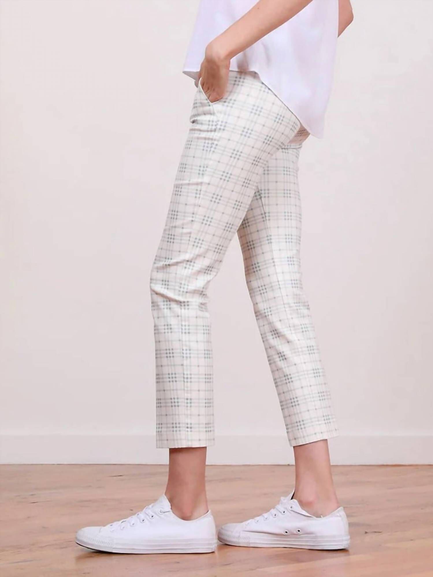 LULU ANKLE SLIM WITH POCKET PANT IN BLUE MULTI, Blue Multi / White, alternate image number 1