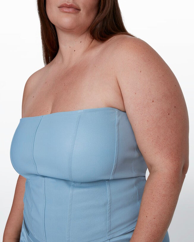 Archer Stretch Leather Bustier, Mist / Aqua, alternate image number 2