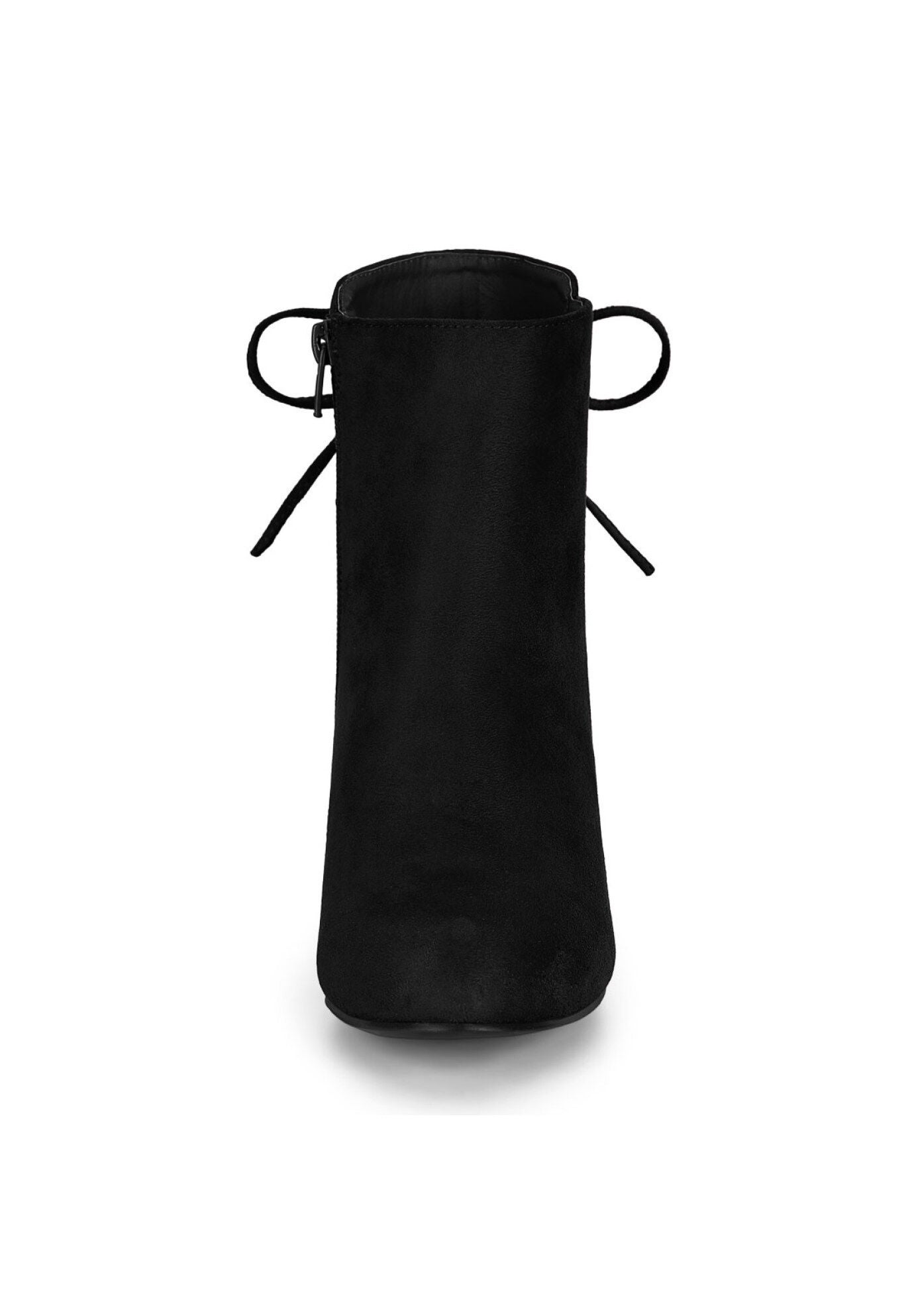 ROUND TOE BLOCK HEEL ZIPPER ANKLE BOOTS, Black / Black, alternate image number 2