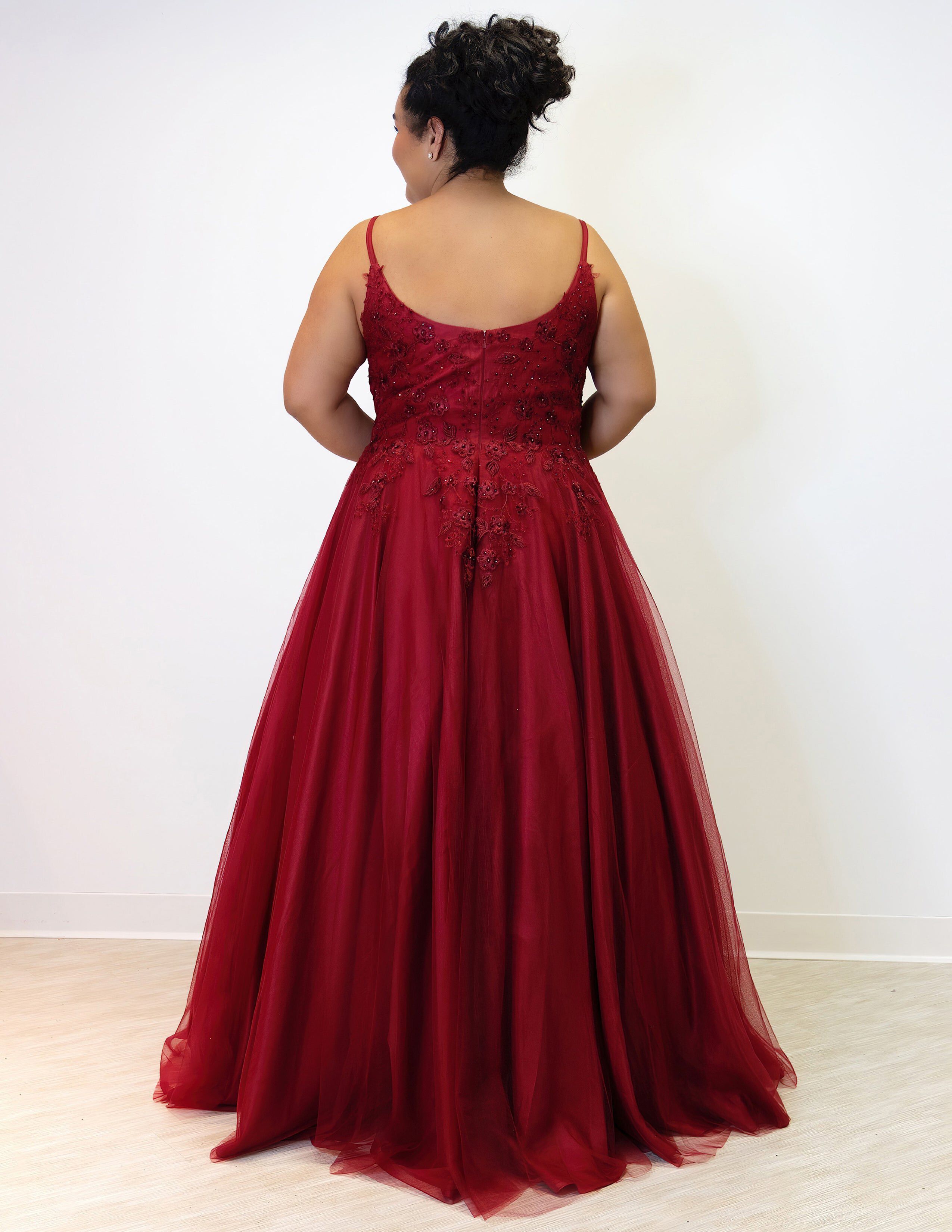 FOR THE LOVE OF LACE FORMAL GOWN, Burgundy / Burgundy, alternate image number 1