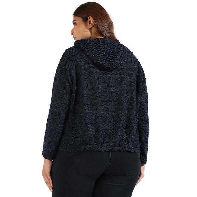 Blue Textured Sweatshirt, Black / Black, alternate image number 2