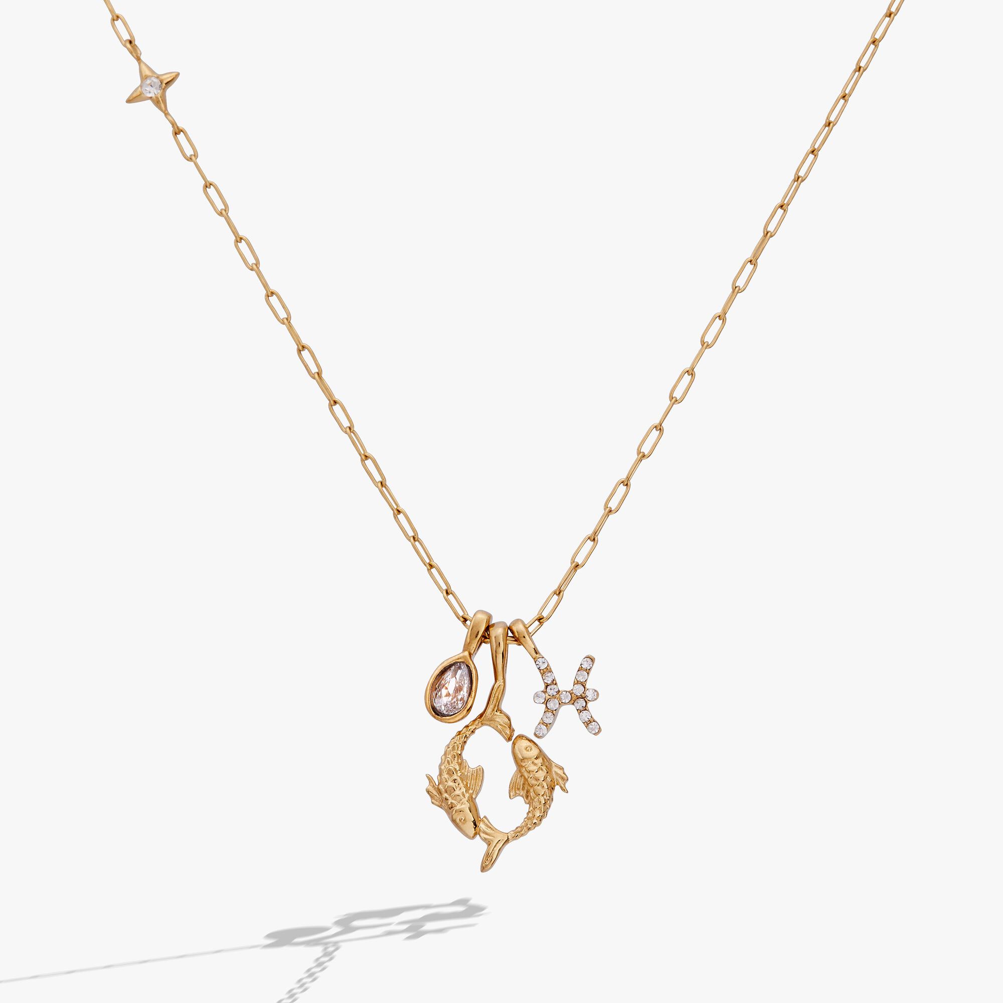 Zodiac Charm Cluster, Pisces / Gold, hi-res image number 0