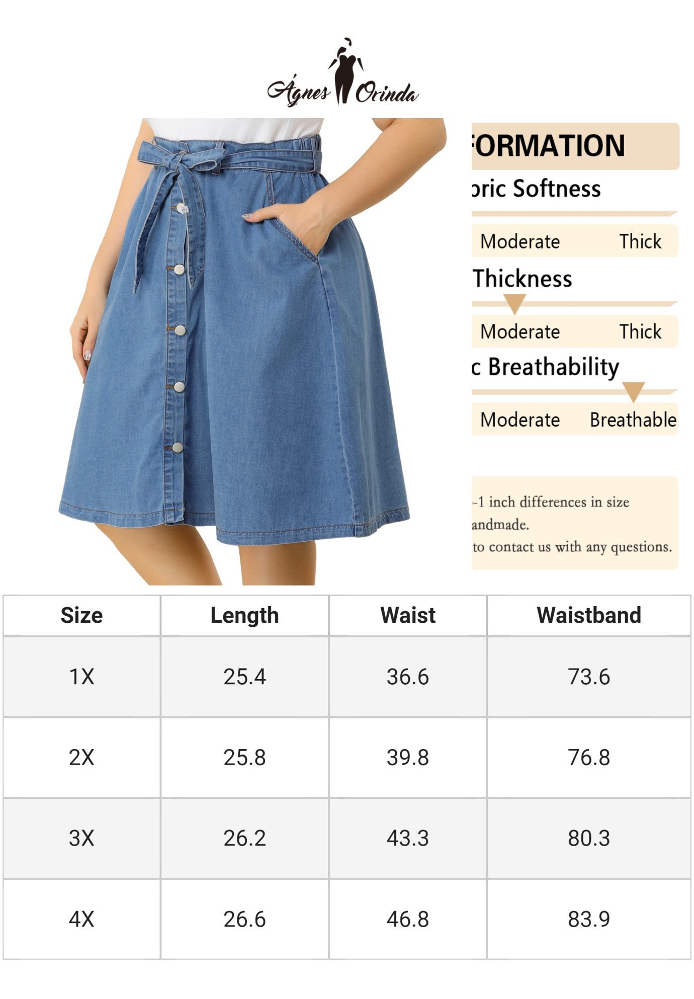 TIE WAIST A-LINE MIDI JEANS DENIM SKIRT, Blue / Light Blue, alternate image number 4