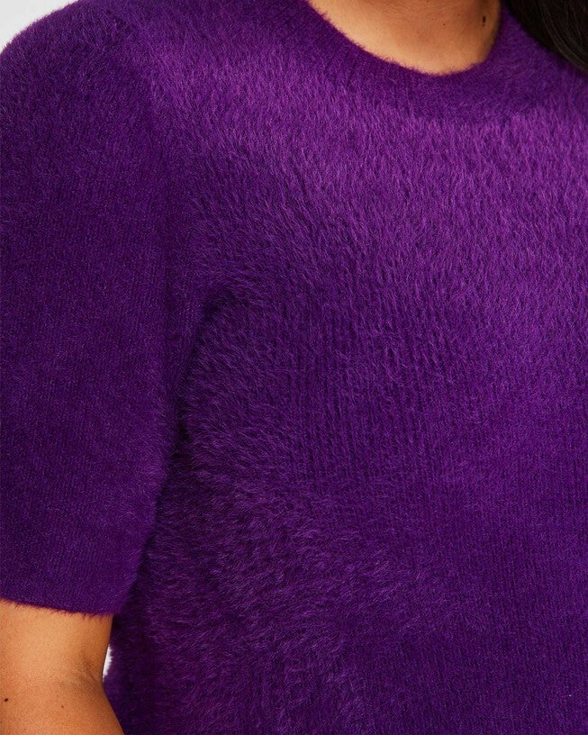 Nora Fuzzy Short Sleeved Knit, Ultraviolet / Purple, alternate image number null