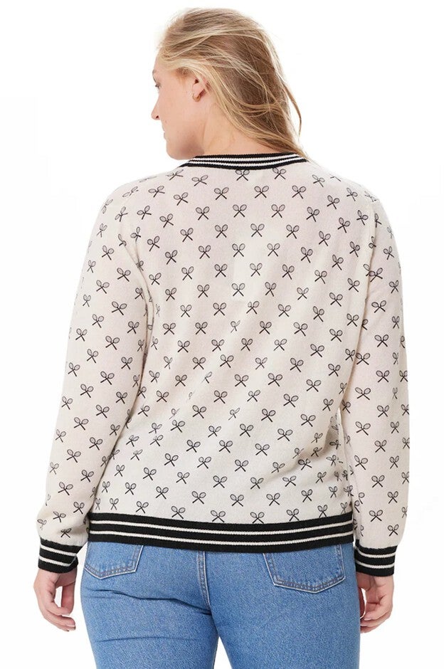 Cashmere Tennis Print Cardigan, , alternate image number 5