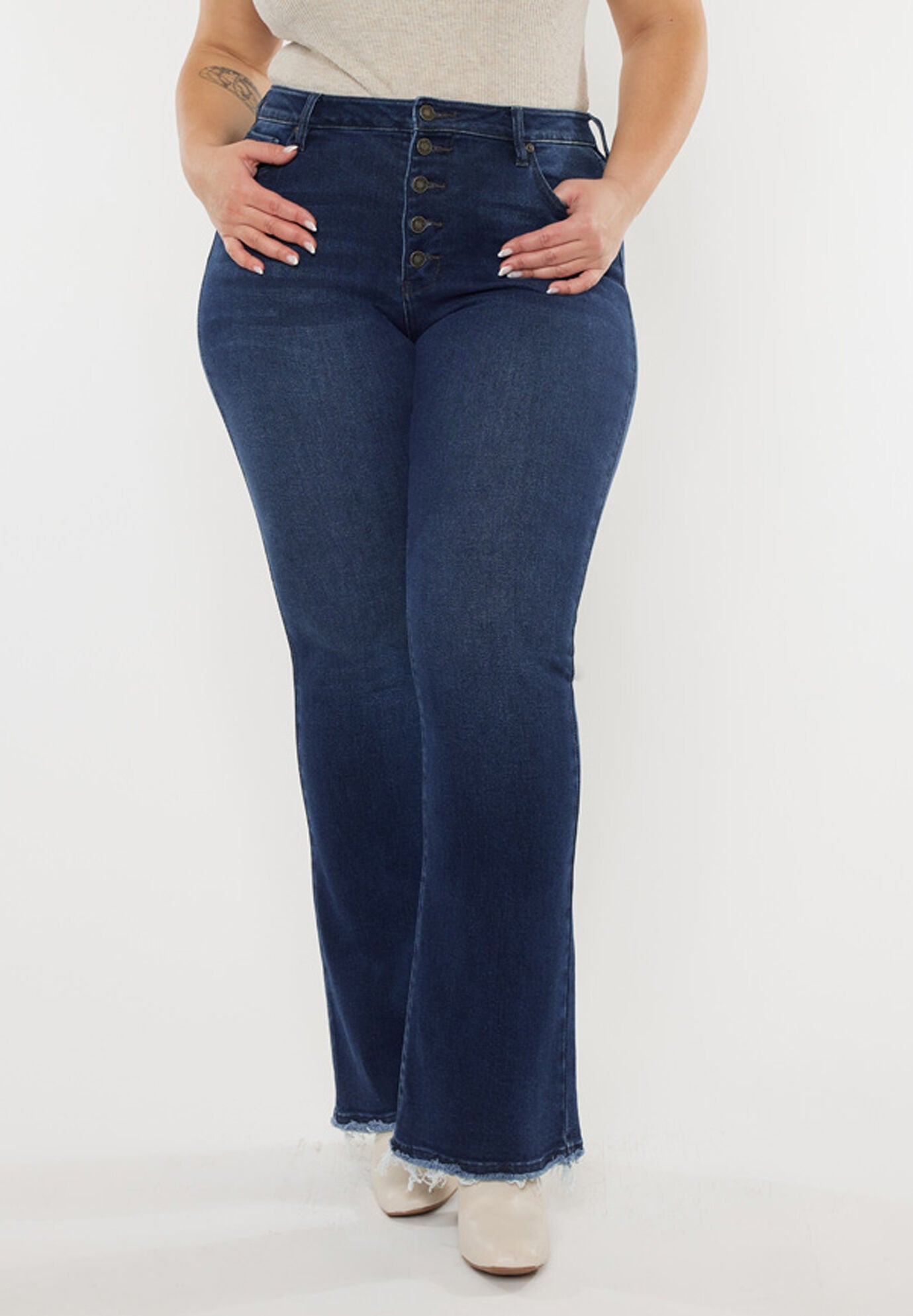 Yvette High Rise Flare (Plus Size), Dark Wash / Dark Wash, alternate image number 2