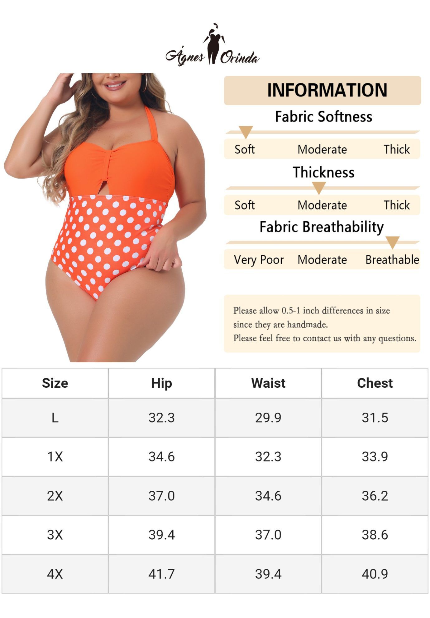 Summer Swimsuit Cutout Swimwear, Orange / Orange, alternate image number 1