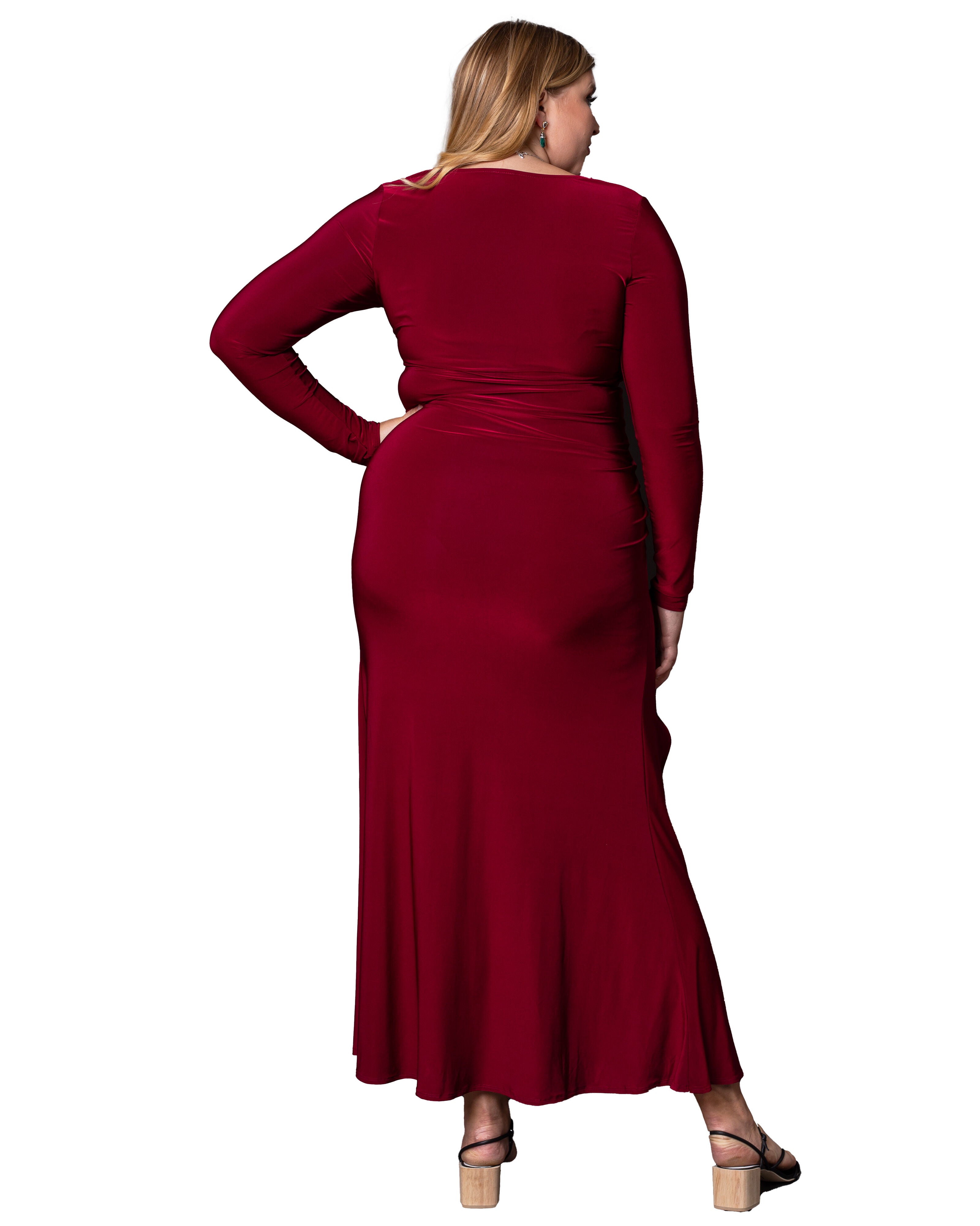 Vixen Burgundy High-Slit Maxi Dress, , alternate image number 5