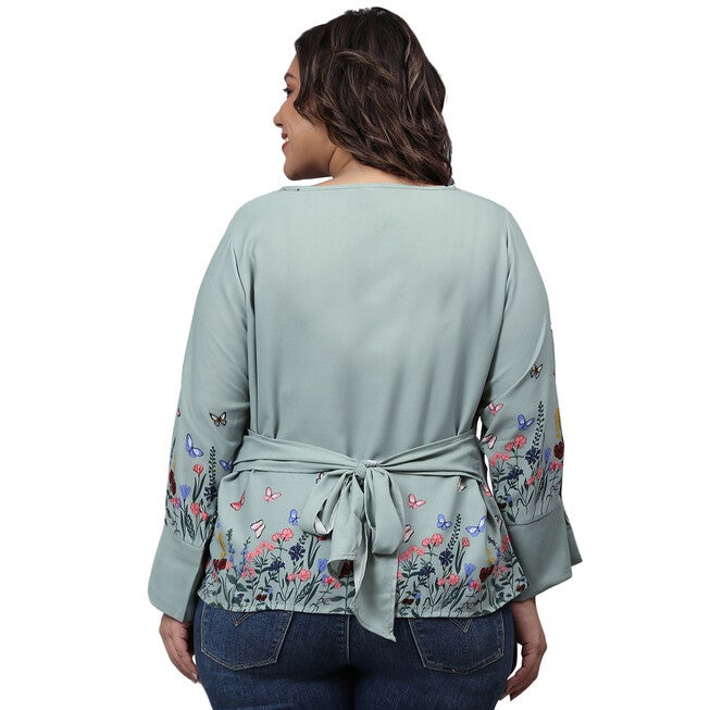 Grey Floral Border Top, , alternate image number null