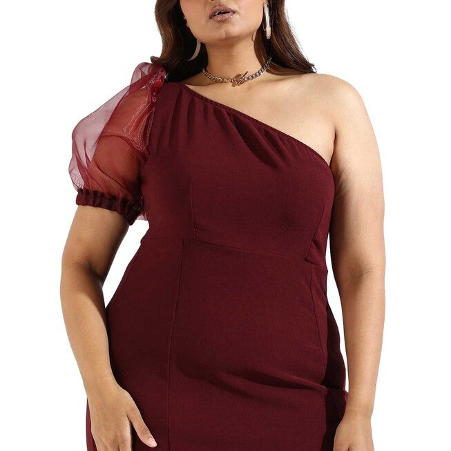 Women Solid Maroon Casual Dresses, , alternate image number null