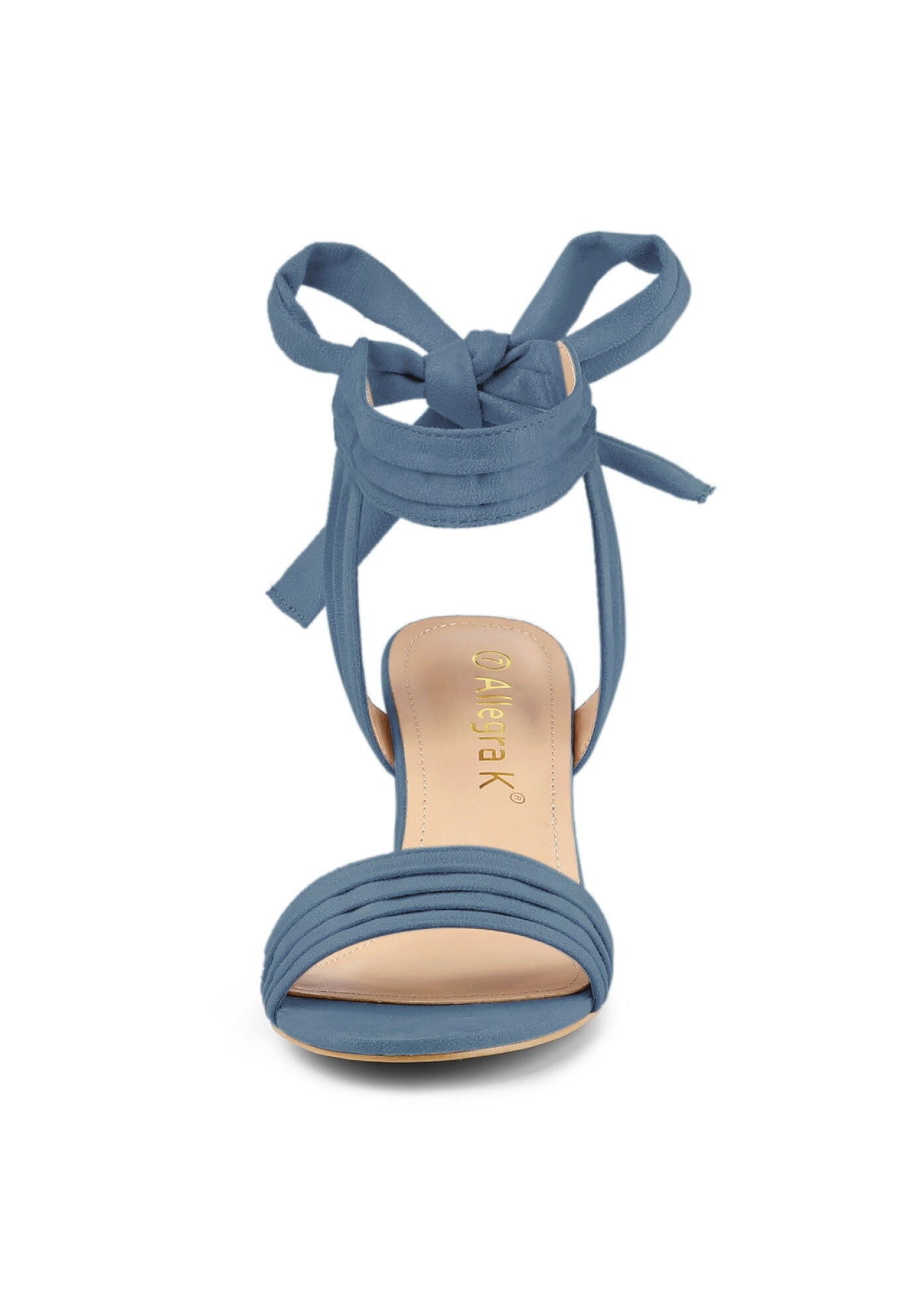 Open Toe Ankle Tie Back Block Heels Sandals, Haze Blue / Dusty Blue, alternate image number 1