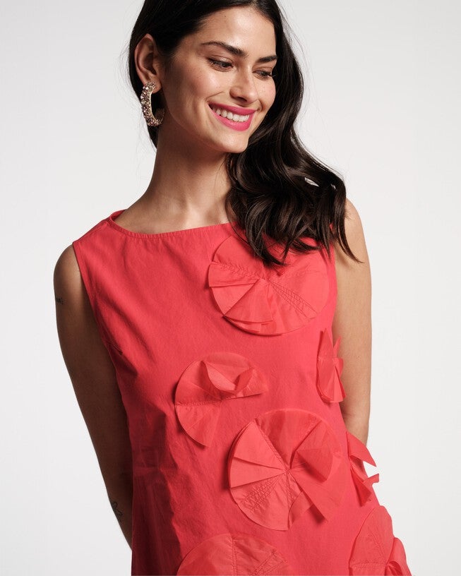 Origami Flower Dress, Red / Red, alternate image number null