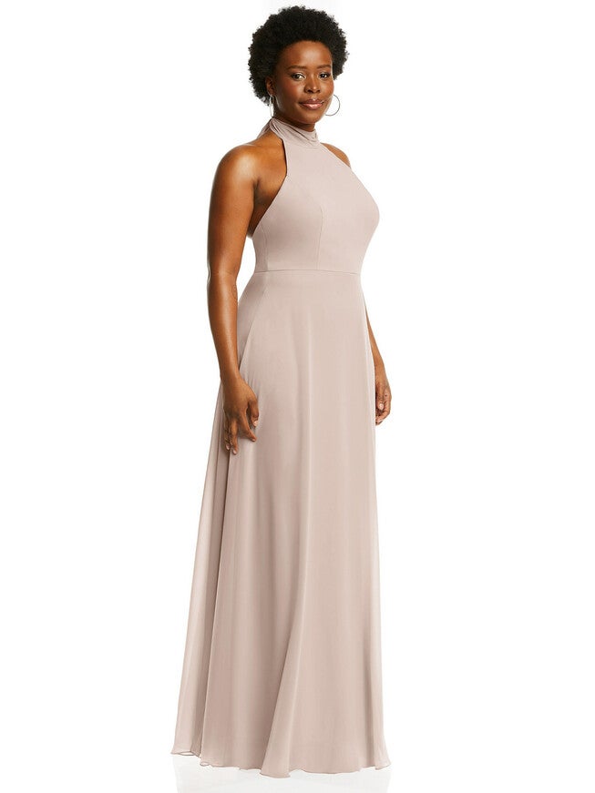 High Neck Halter Backless Maxi Dress, Cameo / Vanilla, alternate image number 1