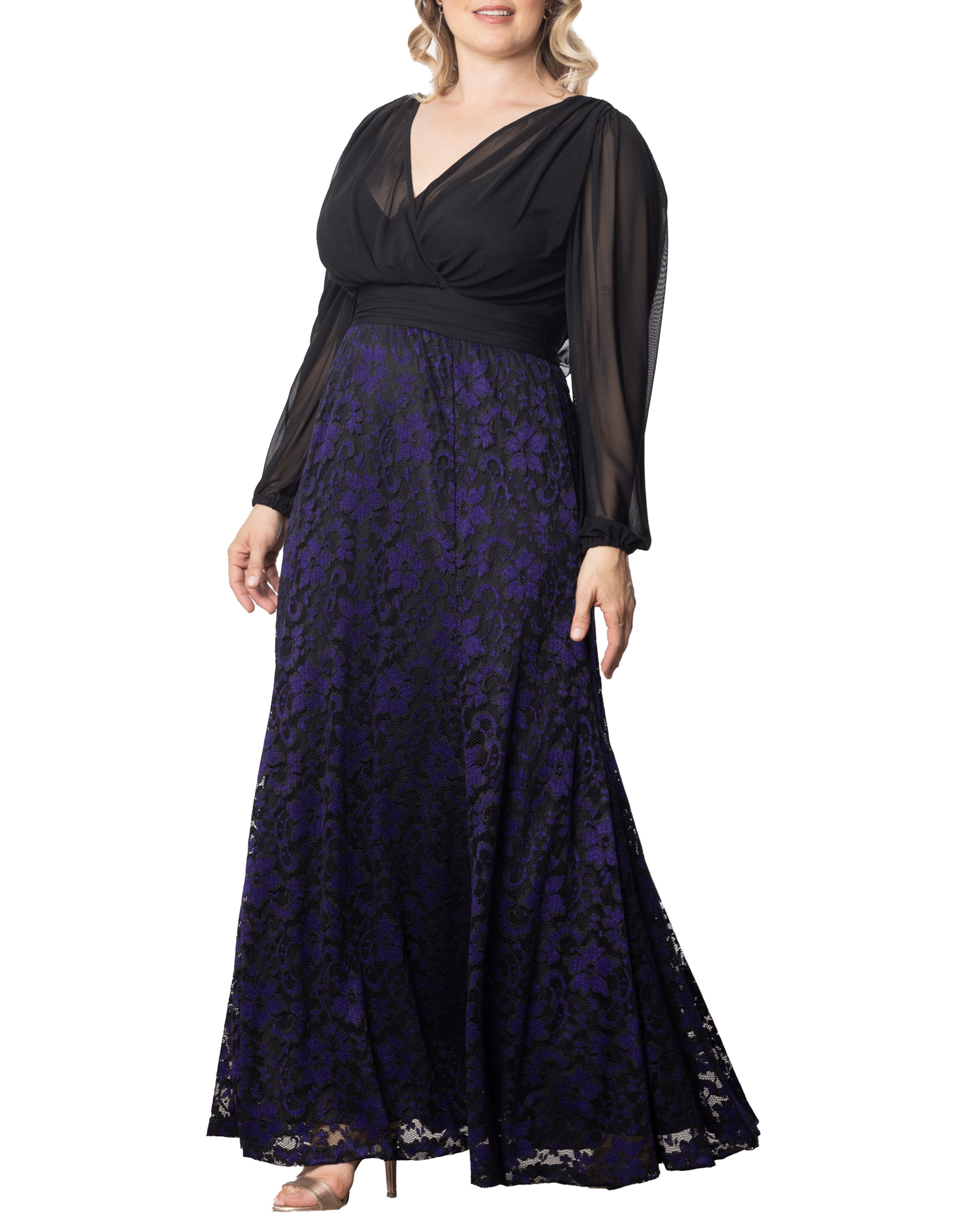 Mon Tresor Lace Evening Gown, VIOLET NOIR / Purple, hi-res image number 0