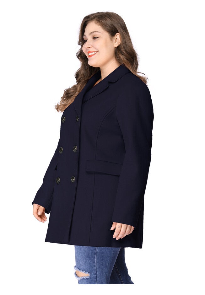 NOTCHED LAPEL DOUBLE BREASTED COAT, Dark Blue / Navy, alternate image number 3
