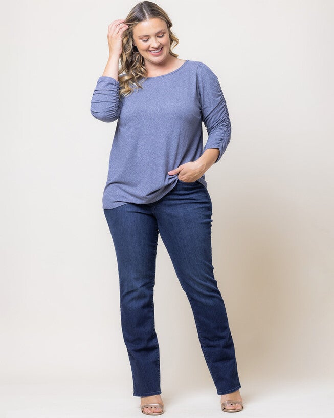 Reverie Ruched Top, HEATHER INDIGO / Dusty Blue, alternate image number null