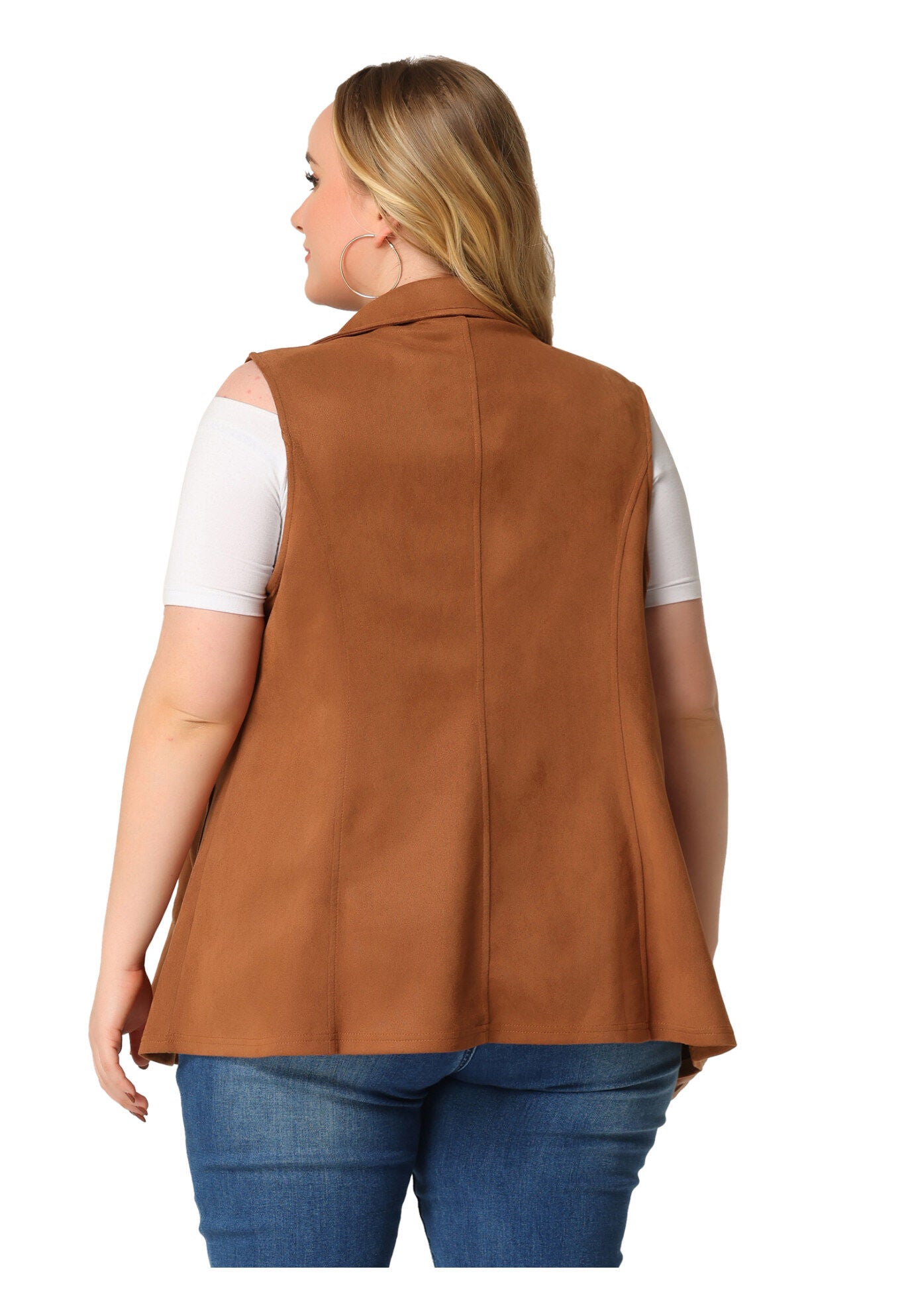 Lapel Suede Utility Vest, Dark Brown / Brown, alternate image number 2