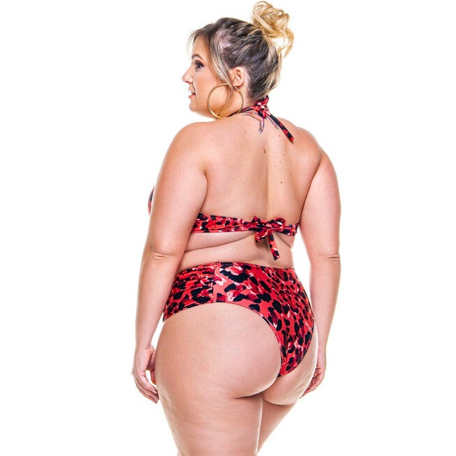 Draped Side Bikini Bottom In Savana Print, Savanna / Red, alternate image number null