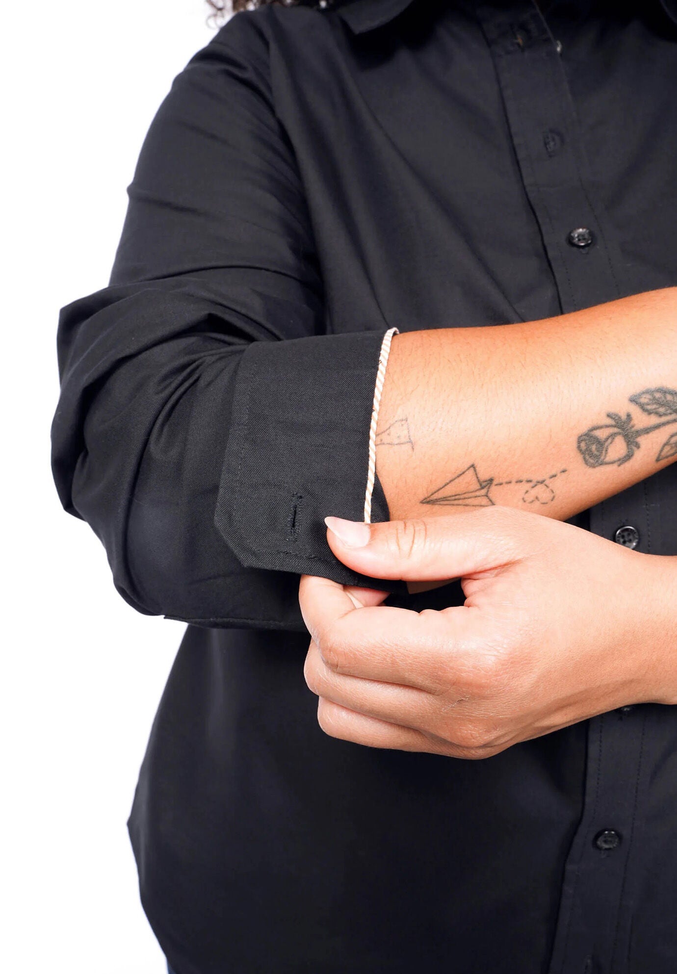 The Essential Long Sleeve Oxford Button Up, Black / Black, alternate image number 3