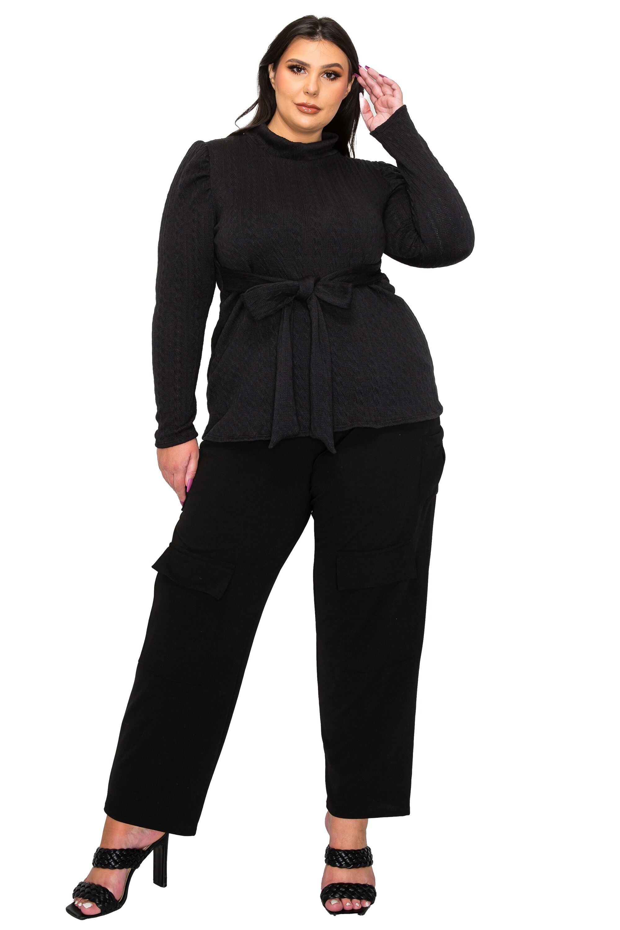 CATRIONA WAIST TIE SWEATER, Black / Black, hi-res image number 0